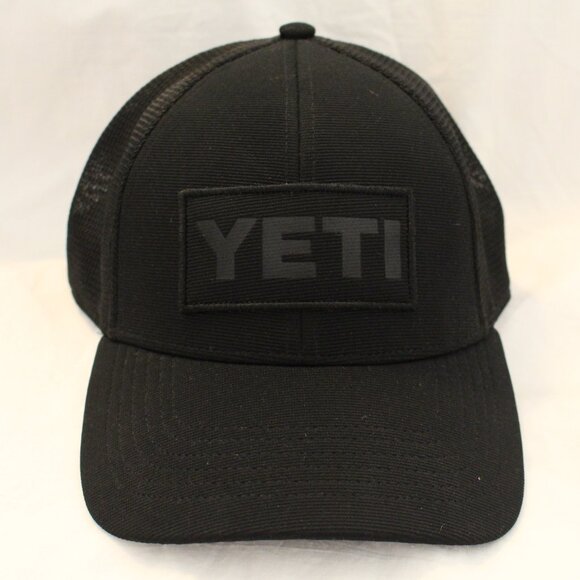 YETI - Black on Black Patch Trucker Snapback Hat - Picture 3 of 11